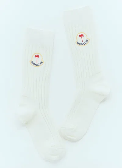 Moncler Genius Logo Patch Socks In White