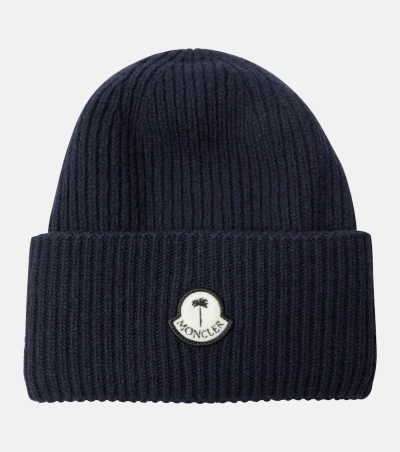 Moncler Genius Logo Wool Beanie In White