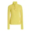 Moncler Ribbed Cotton Turtleneck In Yellow