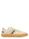 Moncler Genius Moncler X Palm Angels Natural Leather Sneakers With Black Details Monaco2 Luxury Collaboration In Natural