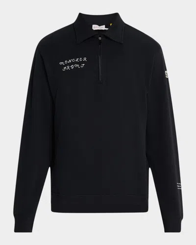 Moncler Genius Men's Script-sleeve Sweatshirt In Black