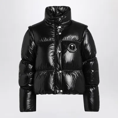 Moncler Genius Women's Lightweight Padded Cropped Black Nylon Jacket