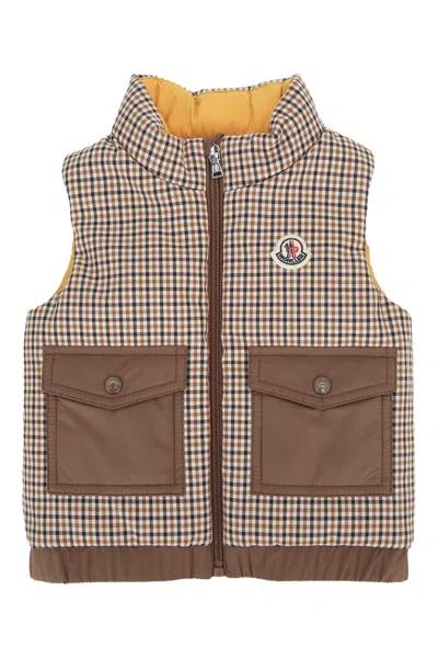 Moncler Genius Moncler Jr Adrien Quilted Vest For Kids In Camelcheck