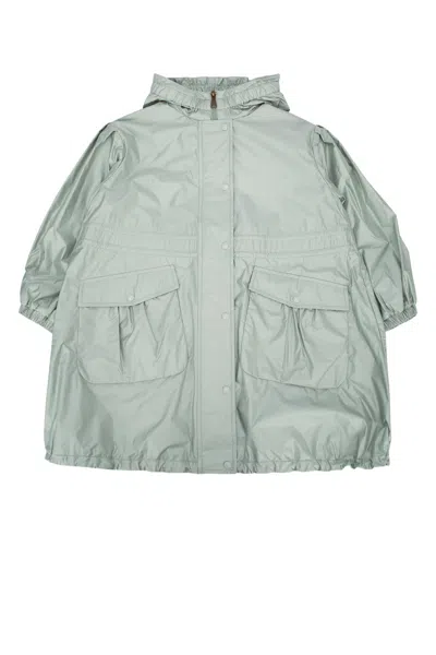 Moncler Genius Moncler Jr Afet Long Parka Jacket For Kids In Green