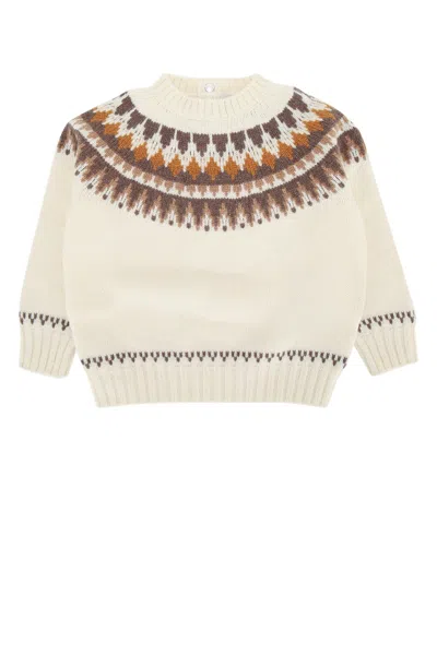 Moncler Genius Moncler Jr Kids Crew Neck Knit Sweater In White