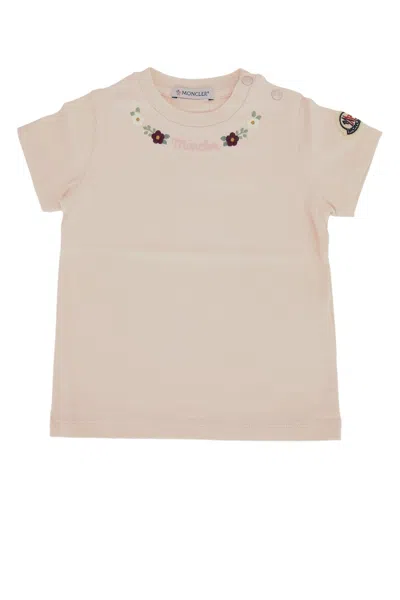 Moncler Genius Moncler Jr Kids Crewneck T-shirt With Logo Detail In Lightpink