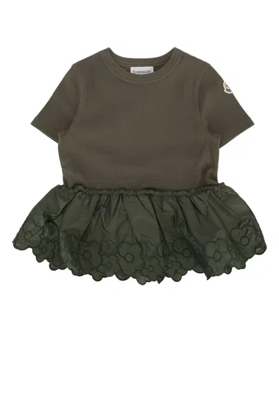 Moncler Genius Moncler Jr Kids Embroidered Logo T-shirt In Militarygreen