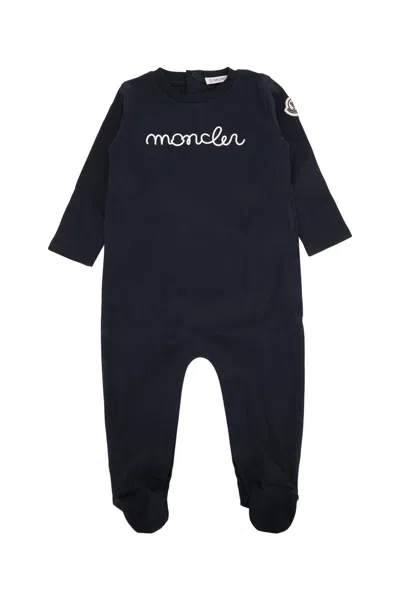 Moncler Genius Moncler Jr Kids Knitwear Jumpsuit Ensemble With Gift Box In Navy Blue