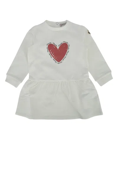 Moncler Genius Moncler Jr Heart-embroidered Cotton Dress In White