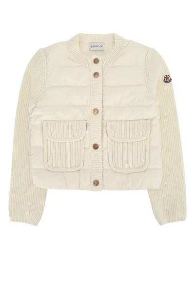 Moncler Genius Moncler Jr Kids Mixed-fibre Knit Cardigan In Transparent