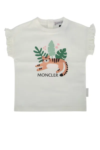 Moncler Genius Moncler Jr Tiger-print Ruffle Sleeve T-shirt In White
