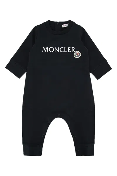 Moncler Genius Moncler Jr Logo-embroidered Cotton Romper In Black