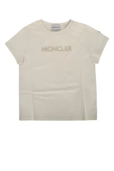 Moncler Genius Moncler Jr Logo-embroidered Cotton T-shirt In Neutral
