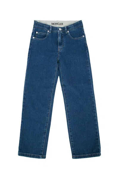 Moncler Genius Moncler Jr Mini Cotton Chino Pants For Kids In Bluenavy