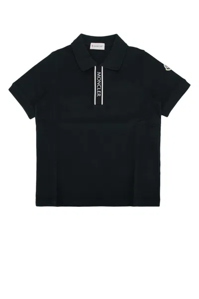 Moncler Genius Moncler Jr Mini Cotton Polo Shirt For Kids In Black
