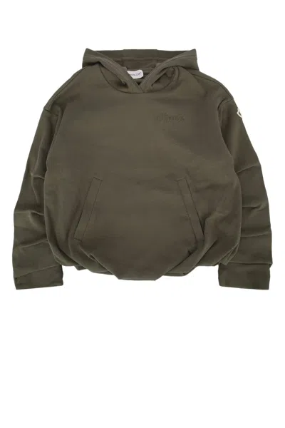 Moncler Genius Moncler Jr Mini Cotton-blend Hoodie Sweater For Kids In Militarygreen