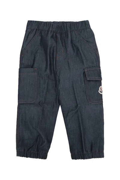 Moncler Genius Moncler Jr Mini Logo Trousers For Kids In Navyblue