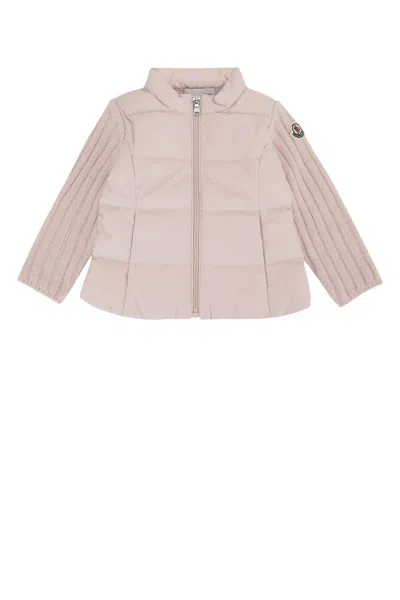 Moncler Genius Moncler Jr Mini Quilted Knit Cardigan For Kids In Lightpink