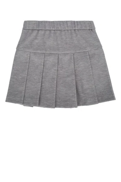 Moncler Genius Moncler Jr Pleated Virgin Wool Skirt In Gray