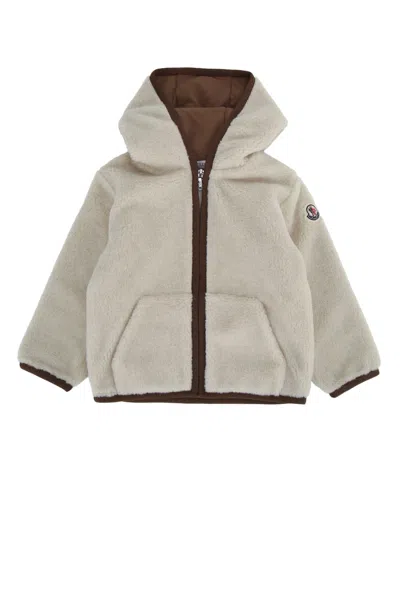 Moncler Genius Moncler Jr Mini Zip-up Cardigan For Kids In Creambrown