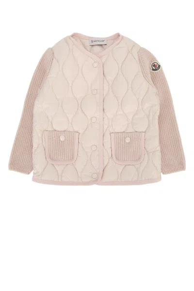 Moncler Genius Moncler Jr Quilted Knit-hybrid Jacket In Pink