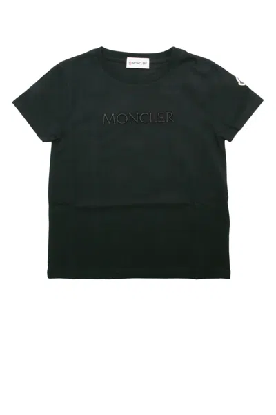 Moncler Genius Moncler Jr Kids Logo T-shirt In Mixed Fibers In Black