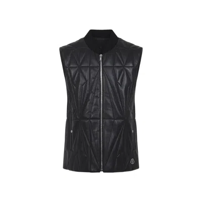 Moncler Genius Moncler Rick Owens Black Faux Leather Zipup Vest