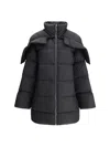 Moncler Genius Cyclopic Black Down Jacket With Removable Hood And Logo Patch In Tech Fabric Woman In Black