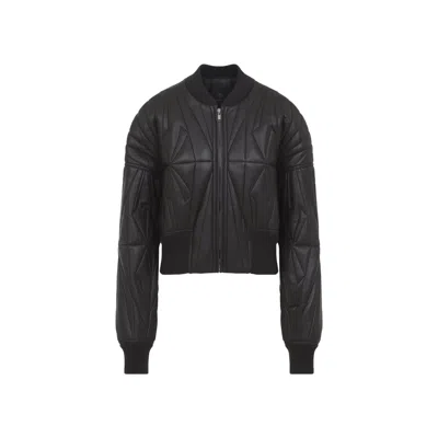 Moncler Genius Moncler Rick Owens Leather Bomber Jacket In Black