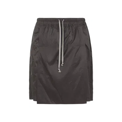 Moncler Genius Moncler Rick Owens Mudcolored Drawstring Kilt Shorts In Black
