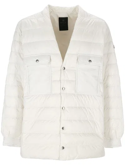 Moncler Genius White Down Jacket With Logo Patch On The Sleeve And Snap Buttons In Tech Fabric Man