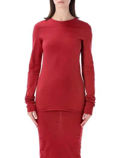 Moncler Genius Womens Carnelian Rick Owens X Moncler Girder Long-sleeves Cotton-jersey T-shirt In Red