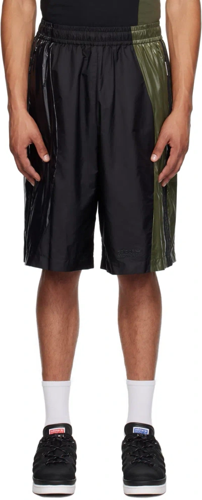 Moncler Genius Moncler X Adidas Originals Black & Khaki Shorts In F98 Olive Black