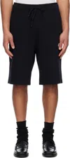 Moncler Genius Moncler X Frgmt Hiroshi Fujiwara Black Embroidered Logo Cotton Shorts In 999 Black