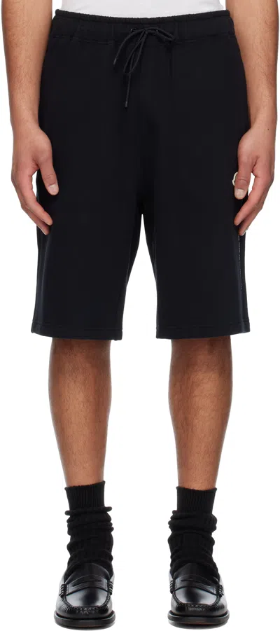 Moncler Genius Moncler X Frgmt Hiroshi Fujiwara Black Embroidered Logo Cotton Shorts In 999 Black