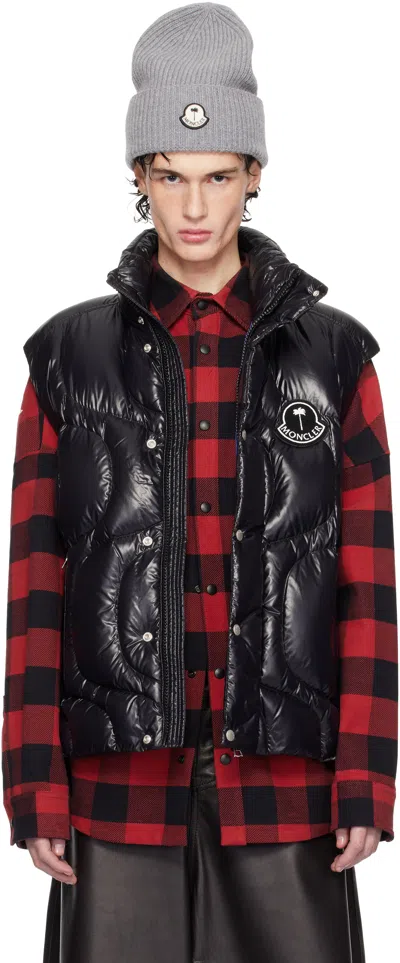 Moncler Genius Moncler X Palm Angels Black Gwenyth Down Vest In 999-black