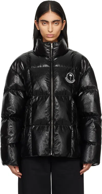 Moncler Genius Moncler X Palm Angels Black Simoon Faux-leather Down Jacket In M99