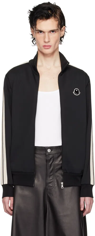 Moncler Genius Moncler X Palm Angels Black Zip-up Track Jacket In 999-black