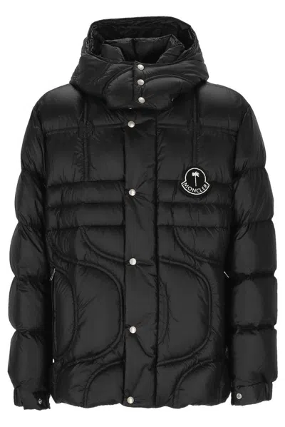 Moncler Genius Moncler X Palm Angels Logo Patch Padded Jacket In Black