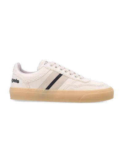 Moncler Genius Moncler X Palm Angels Natural Leather Sneakers With Black Details Monaco2 Luxury Collaboration In White