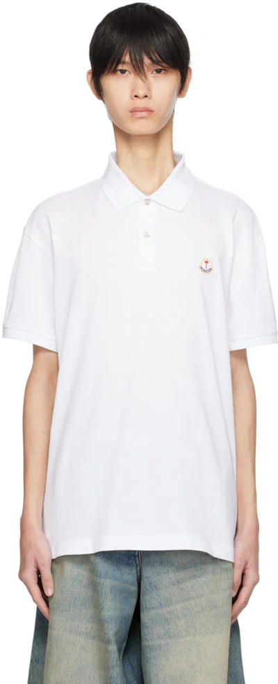 Moncler Genius Palm Angels Logo-embroidered Cotton-piqué Polo Shirt In White