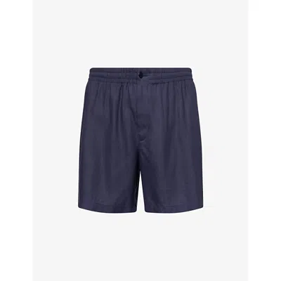 Moncler Genius Navy Moncler X Gilga Farm By Donald Glover Linen-blend Shorts In Blue