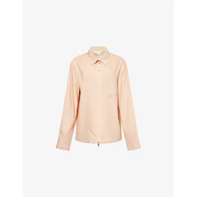 Moncler Genius X Gilga Farm By Donald Glover Logo-patch Linen-blend Shirt Navy In Neutral