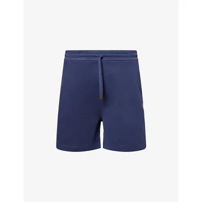 Moncler Genius X Gilga Farm By Donald Glover Logo-patch Relaxed-fit Cotton-jersey Shorts Navy In Blue