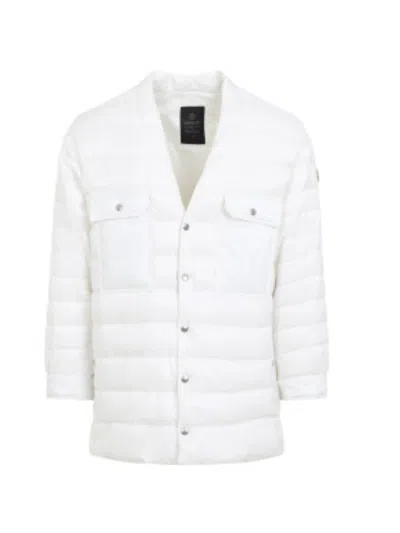 Moncler Genius White Down Jacket With Logo Patch On The Sleeve And Snap Buttons In Tech Fabric Man