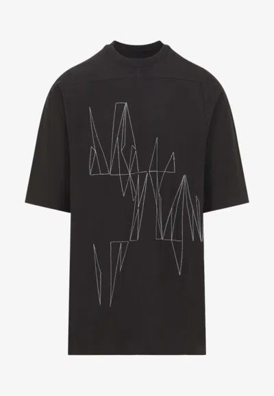 Moncler Genius Oversized Crewneck T-shirt With Geocamo-embroidery In Brown