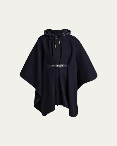 Moncler Genius Padded Wool-blend Cape In Blue