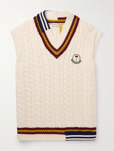Moncler Genius X Palm Angels Neutral V-neck Wool Vest In Neutrals