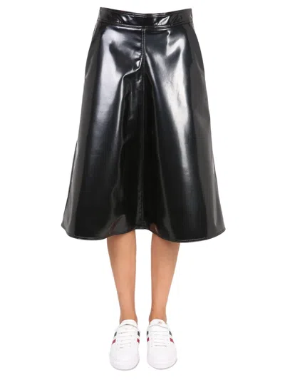 Moncler Genius Patent Effect Skirt In Black