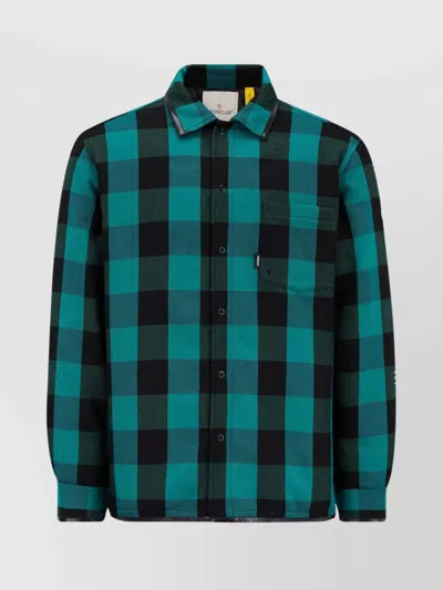 Moncler Genius Plaid Chest Pocket Down Shacket In Multi